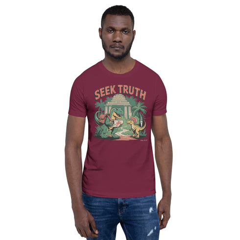 Seek Truth Dinosaur Christian Bible Verse T-Shirt